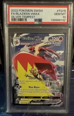 2022 POKEMON SWORD & SHIELD SILVER TEMPEST #TG15 FULL ART/BLAZIKEN VMAX PSA 10 - Image 1