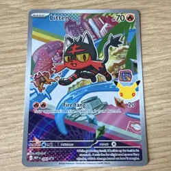 Pokemon TCG Litten Basic 044 MEP Promo Holo 70HP Fire Fang Cat Creature English - Image 1