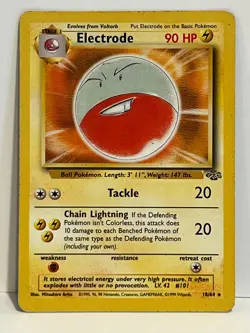 Vintage 1999 Pokemon TCG Jungle ELECTRODE Non-Holo Rare 18/64 HP (Damaged) - Image 1