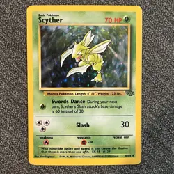 Scyther 10/64 MP/HP - Jungle Set - Vintage WOTC Pokemon TCG (DAMAGE SEE PICS) - Image 1