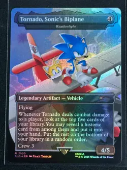 Magic the Gathering MTG Sonic Secret Lair Tornado, Sonic's Biplane Rainbow Foil - Image 1