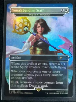 MTG Final Fantasy Secret Lair Yuna's Sending Staff of the Storyteller Foil SP 2 - Image 1