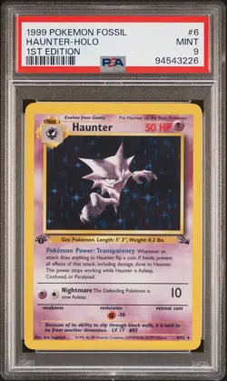 Pokemon 1st Edition Haunter 6/62 PSA 9 Mint Fossil Holo 9 Cert Vintage 1999 Rare - Image 1