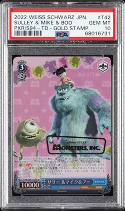 2022 WEISS SCHWARZ JAPANESE PIXAR CHARACTERS #T42 SULLEY & MIKE & BOO PSA 10 - Image 1