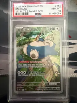 Pokemon Snorlax 151 Elite Trainer Box PSA 10 Promo Card #051 Holo - Image 1