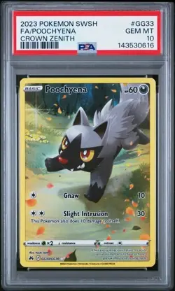 2023 Pokemon Crown Zenith # GG33 Full Art Poochyena Card PSA 10 Card! GEM MINT! - Image 1