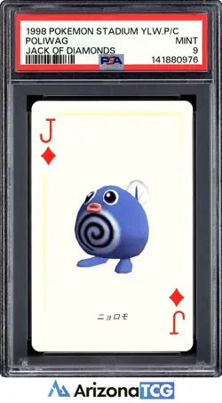 Pokemon Stadium 1998 Poliwag Jack Of Diamonds Yellow Playing Card Japanese PSA 9 - Image 1