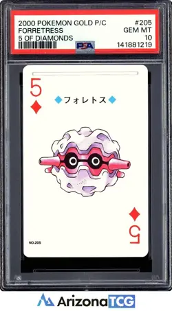 Pokemon 2000 Forretress 205 5 Of Diamonds Gold Playing Card Japanese PSA 10 - Image 1