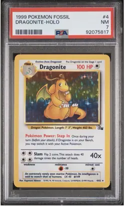 Pokemon Fossil 1999 Dragonite Holo 4/62 Pokemon Card - PSA 7 - Image 1