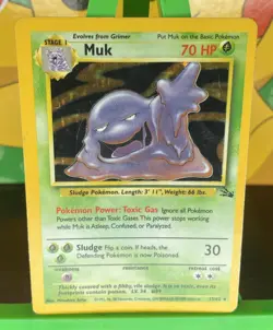 1999 Muk Fossil Pokemon TCG Holo Unlimited Rare Card 13/62 HP Vintage - Image 1