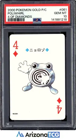 Pokemon 2000 Poliwhirl 061 4 Of Diamonds Gold Playing Card Japanese PSA 10 - Image 1