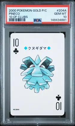 2000 POKEMON GOLD VERSION PLAYING CARDS 10 OF CLUBS #204A PINECO PSA 10 - Image 1