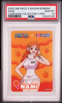 2025 ONE PIECE X BASKIN ROBBINS ONE PIECE CAMPAIGN COLLECTION CARDS NAMI PSA 10 - Image 1