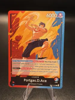 Bandai Portgas.D.Ace Leader Card One Piece CCG OP13-002 6000 Power English - Image 1