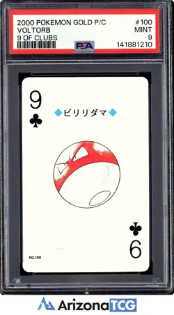 Pokemon 2000 Voltorb 100 9 Of Clubs Gold Playing Card Japanese PSA 9 - Image 1