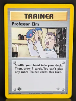 TRAINER PROFESSOR ELM 96/111 2000 NEO GENESIS SET POKEMON CARD 1st EDITION - Image 1