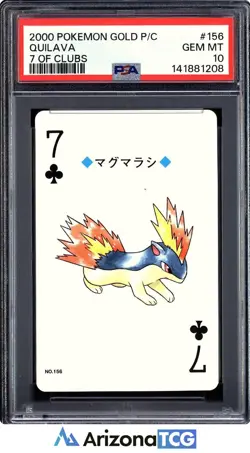 Pokemon 2000 Quilava 156 7 of Clubs Gold Playing Card Japanese GEM MINT PSA 10 - Image 1