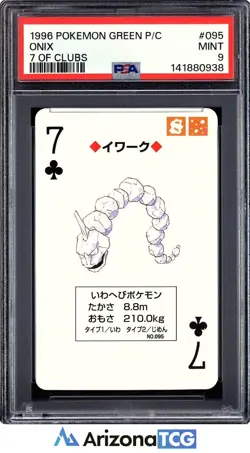 Pokemon 1996 Onix 095 7 Of Clubs Green Playing Card Japanese PSA 9 - Image 1