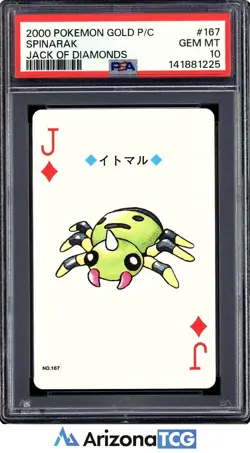 Pokemon 2000 Spinarak 167 Jack Of Diamonds Gold Playing Card Japanese PSA 10 - Image 1