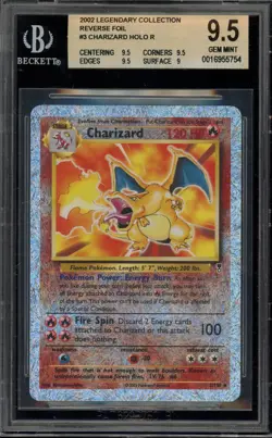 Pokemon Charizard Legendary Coll. Reverse Holo Rare #3 BGS 9.5 - Image 1