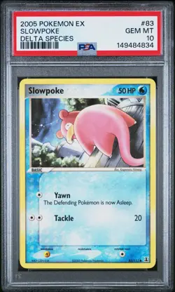 PSA 10 GEM MINT 2005 Pokemon Ex Delta Species Slowpoke #83 Low Pop (Pop 5) - Image 1