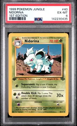 1999 POKEMON JUNGLE 1ST EDITION #40 NIDORINA PSA 6 - Image 1