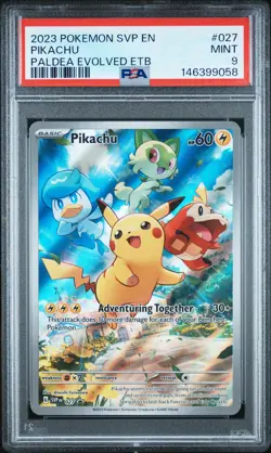 2023 POKEMON SVP EN-SV BLACK STAR PROMO #027 PIKACHU PSA 9 - Image 1