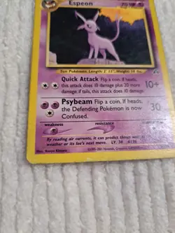 Espeon Regular Rare 20/75 Neo Discovery Unlimited - MP English Vintage Pokemon - Image 2