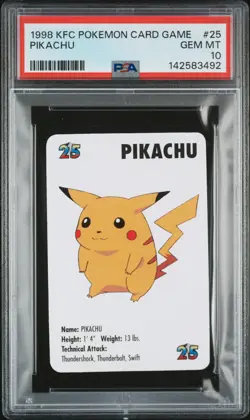 1998 KFC POKEMON CARD GAME #25 PIKACHU PSA 10 - Image 1