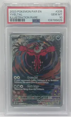 2023 POKEMON PAR EN-PARADOX RIFT ILLUSTRATION RARE #205 YVELTAL PSA 10 GEM - Image 1