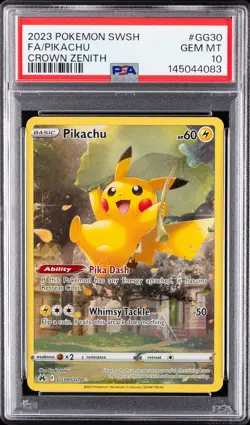 2023 POKEMON SWORD & SHIELD CROWN ZENITH #GG30 FULL ART/PIKACHU PSA 10 - Image 1