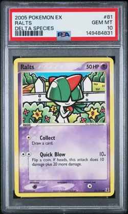 PSA 10 GEM MINT 2005 Pokemon Ex Delta Species Ralts #81 Low Pop (Pop 4) - Image 1