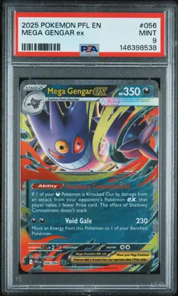 2025 POKEMON PFL EN-PHANTASMAL FLAMES #056 MEGA GENGAR EX PSA 9 - Image 1