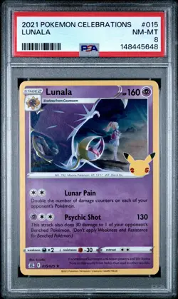 2021 POKEMON CELEBRATIONS #015 LUNALA PSA 8 - Image 1