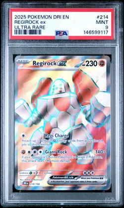 2025 POKEMON DRI EN-DESTINED RIVALS ULTRA RARE #214 REGIROCK EX PSA 9 - Image 1