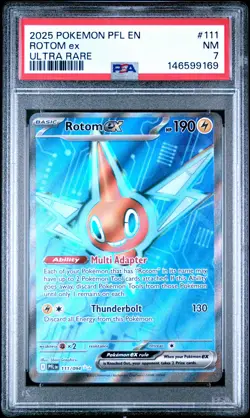 2025 POKEMON PFL EN-PHANTASMAL FLAMES ULTRA RARE #111 ROTOM EX PSA 7 - Image 1