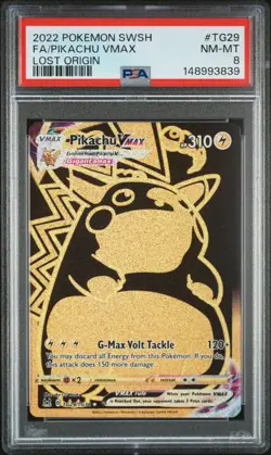 2022 POKEMON SWORD & SHIELD LOST ORIGIN #TG29 FULL ART/PIKACHU VMAX PSA 8 - Image 1