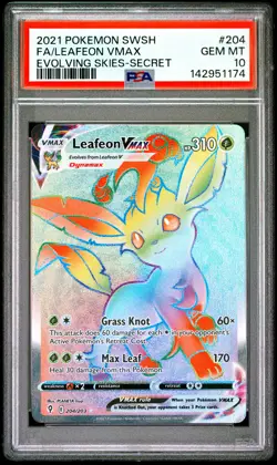 2021 POKEMON SWORD & SHIELD EVOLVING SKIES SECRET FULL ART/LEAFEON VMAX PSA 10 - Image 1