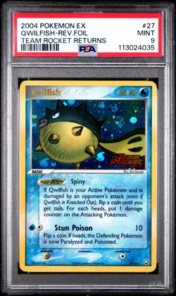 2004 POKEMON EX TEAM ROCKET RETURNS QWILFISH #27 REVERSE PSA 9 MINT #113024035 - Image 1