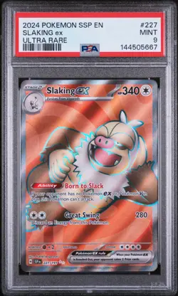 2024 POKEMON SSP EN-SURGING SPARKS ULTRA RARE #227 SLAKING EX PSA 9 - Image 1