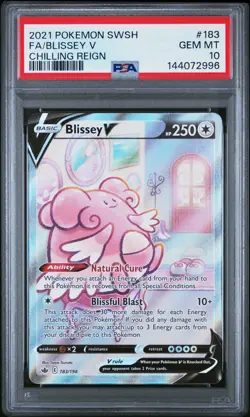 2021 POKEMON SWORD & SHIELD CHILLING REIGN #183 FULL ART/BLISSEY V PSA 10 - Image 1