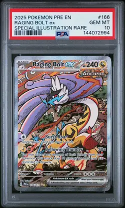 2025 POKEMON PRE EN-SPECIAL ILLUSTRATION RARE #166 RAGING BOLT EX PSA 10 - Image 1