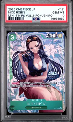 2025 ONE PIECE JAPANESE MINI-TIN PACK SET VOL.2 #111 NICO ROBIN PSA 10 - Image 1