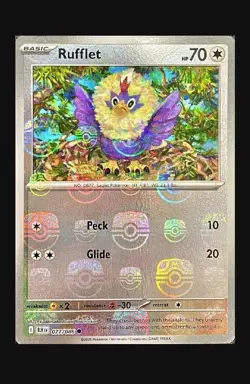 Pokemon TCG - RUFFLET 077/086 - Black Bolt - Master Ball Pattern - MINT - Image 1