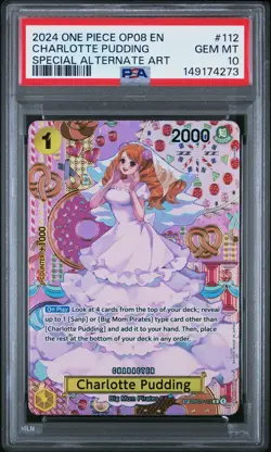 2024 ONE PIECE OP08-TWO LEGENDS SPECIAL ALTERNATE ART CHARLOTTE PUDDING PSA 10 - Image 1