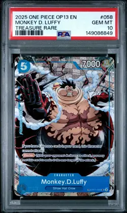 2025 ONE PIECE OP13-CARRYING ON HIS WILL TREASURE RARE MONKEY D. LUFFY PSA 10 - Image 1