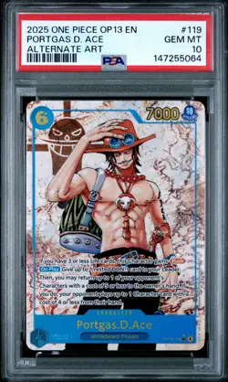 2025 ONE PIECE OP13-CARRYING ON HIS WILL ALTERNATE ART PORTGAS D. ACE PSA 10 - Image 1