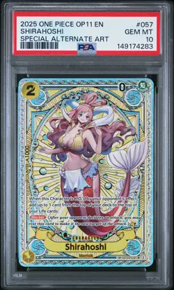 2025 ONE PIECE OP11-A FIST OF DIVINE SPEED #057 SHIRAHOSHI PSA 10 - Image 1