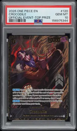 2026 ONE PIECE PROMOS OFFICIAL EVENT-TOP PRIZE #120 CROCODILE PSA 10 - Image 1