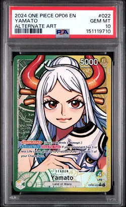 2024 ONE PIECE OP06-WINGS OF THE CAPTAIN ALTERNATE ART #022 YAMATO PSA 10 - Image 1